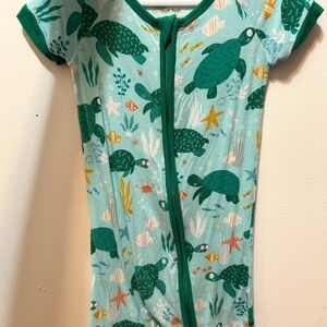 Little Sleepies Teal Sea Turtle Shorty Zippy